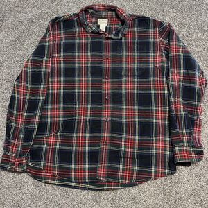 LL Bean Men's L Traditional Red‎ Plaid Long Sleeve Flannel Button Shirt